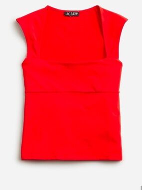 J. Crew Bright Red Square-Neck Tank Top